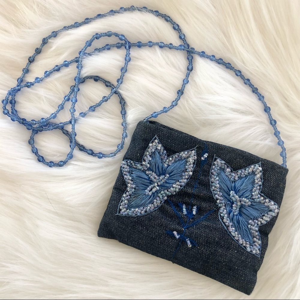 MOYNA New York Floral Bead Embellished Mini Crossbody Purse